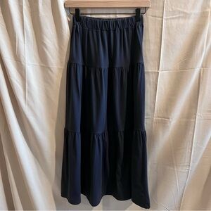 Navy Blue Tiered Maxi Skirt